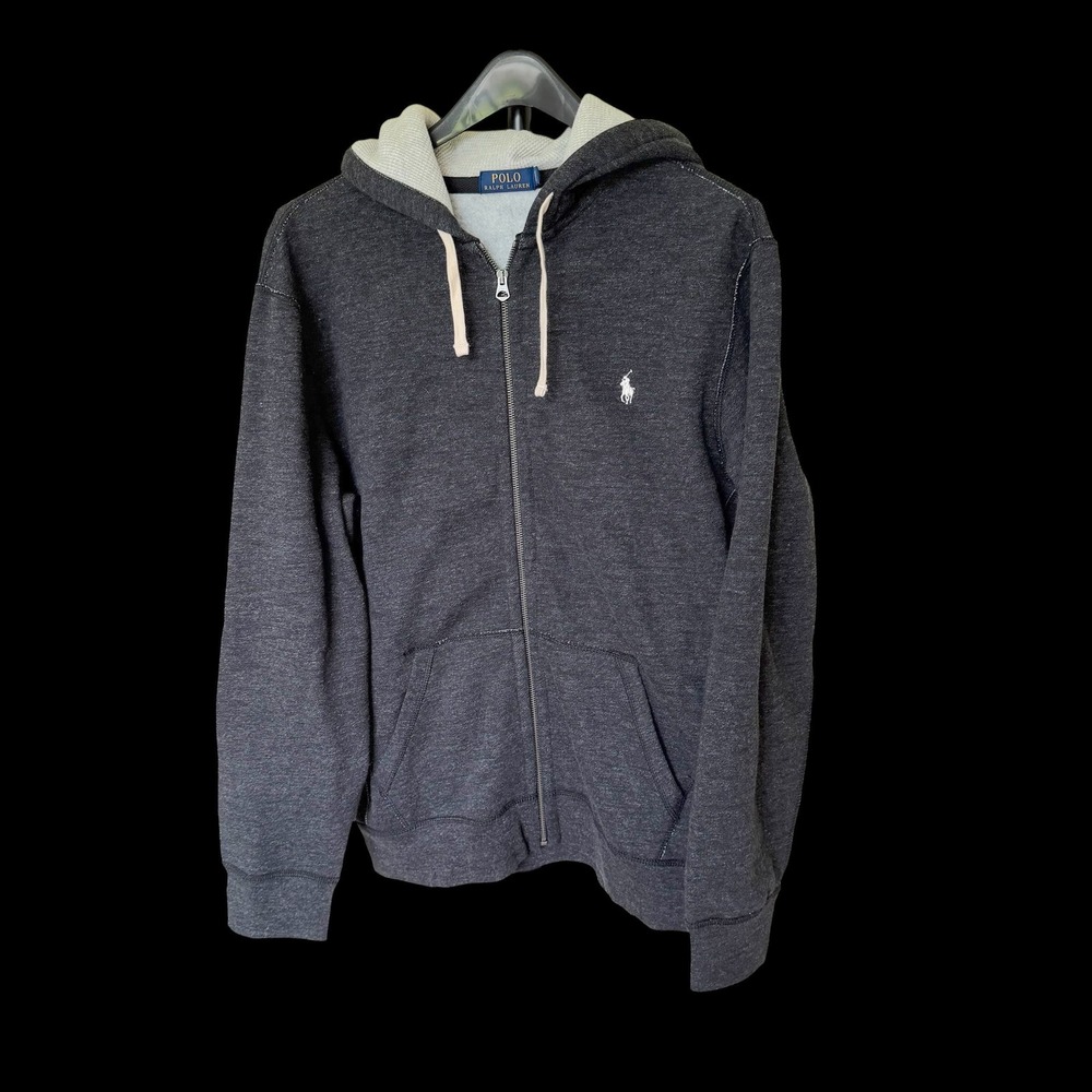 Polo Ralph Lauren XL Charcoal Gray Heather Thermal Lined Full Zip Hoodie